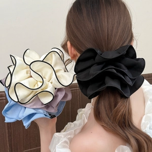 Scrunchie in Tessuto Plissettato Oversize Elastico per Capelli con Volant a Strati Elegante Fascia ad Alta Elasticità per Donna Accessori Capelli