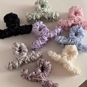 Eight colors of pleated satin hair claws with a soft cloud design for elegant updos