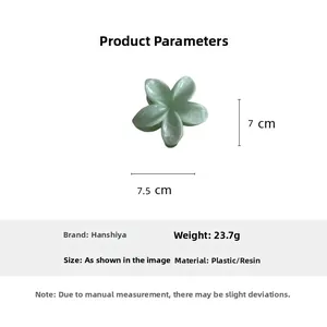 Detail view of light green flower hair claw clip with marble texture, 7.5cm x 7cm size