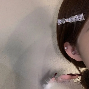 Korean Style Rhinestone Hair Clip Shiny Alloy Duckbill Side Bangs Clip Artificial Pearl Bow Floral Hair Accessories For Women