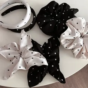 Elegant Floral Print Satin Scrunchies Pleated Hair Ties Padded Sponge Headband Women Ditsy Floral Hair Accessories