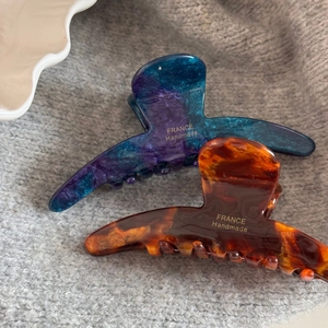 Elegant large acetate shark hair claws in starry blue and classic tortoiseshell finish