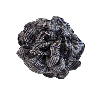 British style plaid rose flower hair claw clip with elegant houndstooth fabric texture