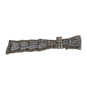 Sparkling silver crystal bow hair clip with rhinestones and geometric gemstones