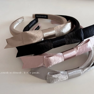 Serre-tête en Satin Style Ballet Avec Double Nœud Papillon pour Femmes Filles Fait à la Main Bandeau de Soie pour Lavage Quotidien Visage