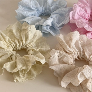 Lot de chouchous en dentelle de style français aux couleurs pastel pour accessoires cheveux
