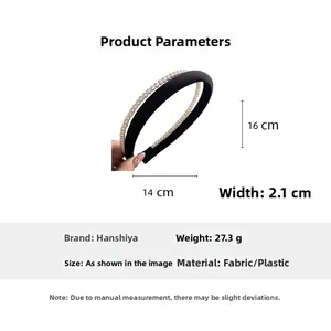 Detailed dimensions of the black double-layered pearl headband with cloth wrap