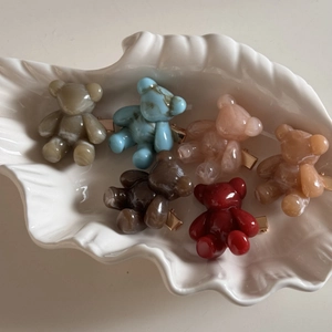 Sweet Resin Bear Hair Clip Korean Style Marble Texture Metal Duckbill Clip For Women Girls Hair Accessories