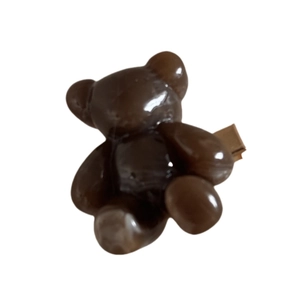 Cute brown cartoon bear hair clip in glossy resin with a durable metal duckbill base