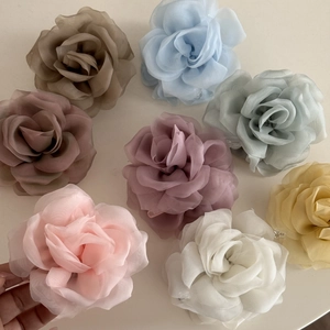 Elegant multi-layered chiffon rose hair claws in 8 colors including pink, white and blue