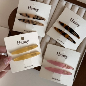 French minimalist acetate willow leaf hair clips in tortoise and pastel colors