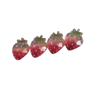 Set di graziose mollette a fragola in resina rosa sfumato con foglie per ragazze