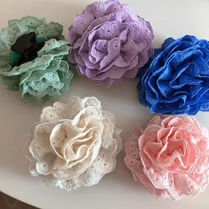 Pince à Cheveux Fleur en Dentelle Brodée Grande Pince à Cheveux Florale 3D Coiffure pour Femmes Filles Accessoires de Coiffage Élégants