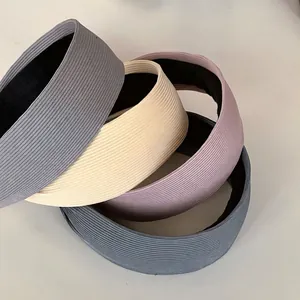 Cerchietto Largo Colore Morandi Francese per Donna Tessuto a Costine Antiscivolo Semplice Tinta Unita Lavaggio Viso Accessori Capelli