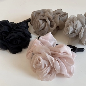 Lot de chouchous roses en organza élégants aux tons noir, café, bleu et rose clair