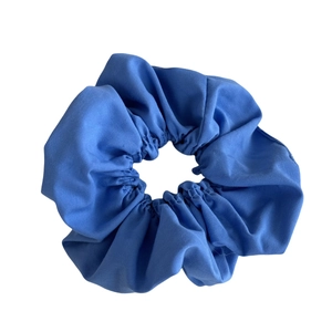 Premium Klein blue oversized scrunchie hair tie with elegant fabric texture on white background