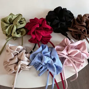 Chouchous En Satin Avec Nœud De Ruban Style Français Grands Élastiques En Tissu Avec Rubans Pour Femmes