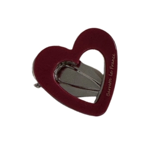 Barrette à cheveux cœur rouge évidée en acétate avec pince à ressort métallique
