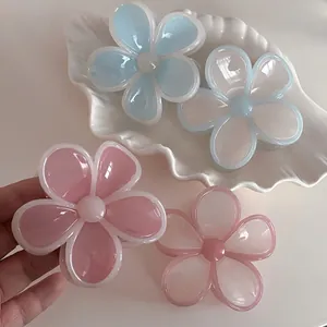 Süße Gelee Farbe Blume Haarklammer Harz Fünf Blätter Macaron Haarnadel Styling Werkzeug Für Damen Frisch Ästhetik Haarschmuck