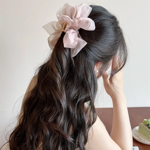 Eleganter übergroßer Haarclip mit rosa Netzschleife für stilvolle Prinzessinnen Frisuren