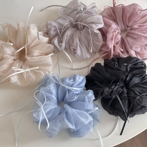 French Ballet Style Bow Large Scrunchie Organza Pleated Hair Tie Ribbon Butterfly Fairy Hair Rope Elegant Sweet Hair Accessories For Women