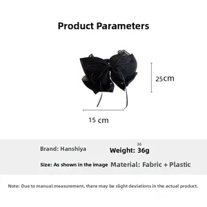 Pince à cheveux nœud en mousseline française, dimensions de 25 cm de long et 15 cm de large