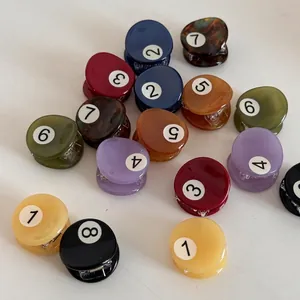 Mini colorful acetate billiard ball hair clips in diverse vibrant shades for women