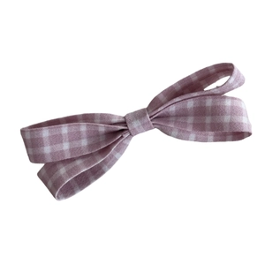 Pink and white checkered bow hair clip in sweet vintage style for women and girls