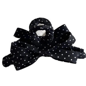 Chic black and white polka dot bow hair claw clip with vintage French sweet style design