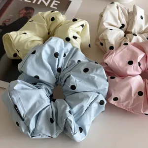 Chouchous à Pois Surdimensionnés Style Coréen Élastiques Cheveux Plissés Support Queue de Cheval en Tissu Doux pour Femmes