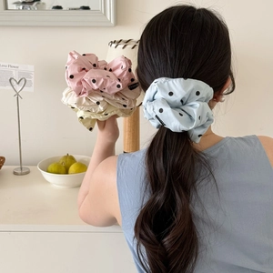 Lot de chouchous surdimensionnés à pois aux couleurs pastel pour une coiffure élégante