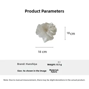 Detailed view of white bubble mesh scrunchie with dot pattern and 18x18cm size specs