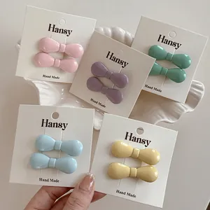 Korean Style Mini Bow Hair Clips Handmade Duckbill Clips Macaron Color Bangs Side Clips Hair Accessories For Women