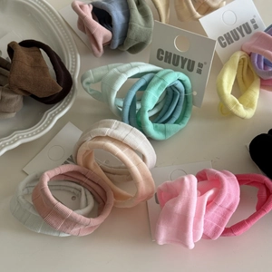 Lot de 4 élastiques à cheveux en soie glacée côtelée haute élasticité colorés