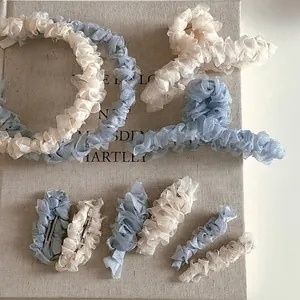 Barrettes à Cheveux Douces en Organza Plissé Serre-tête en Mesh Élégant Pinces à Cheveux pour Femmes Filles Accessoires de Coiffage Quotidiens