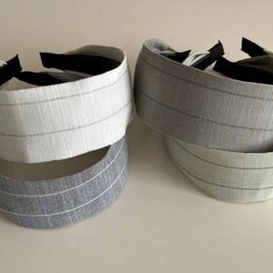 Striped fabric headband set in four Morandi colors with comfortable wide non-slip design