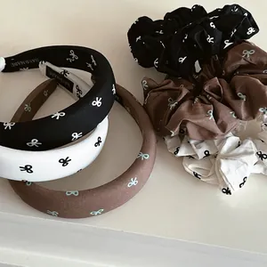 Chouchous en Mélange de Coton Style Coréen Serre-tête Rembourré Motif Nœud Papillon Accessoires Cheveux Doux Femme