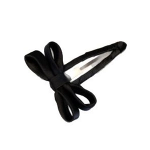 Elegant black velvet ribbon bow hair clip with silver metal BB clip for women hairstyle