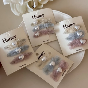 Douces Pinces À Cheveux En Dentelle Et Maille Style Coréen Avec Künstliche Perle Cœur Pinces Bec De Canard Pour Femmes Filles Accessoires Cheveux Fait Main