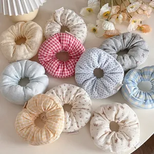 Large Oversized Fabric Scrunchies Gingham Floral Bear Pattern Korean Style Hair Ties For Women Girls Daily Hair Accessories