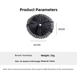 Size chart showing 30cm diameter and 25g weight for the fabric oversized scrunchie