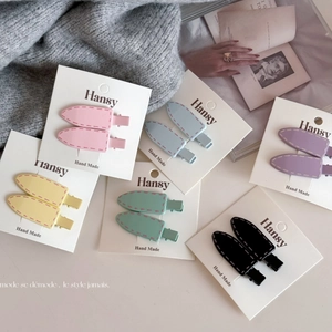 Handmade Korean Style Cute Candy Color Duckbill Hair Clips For Girls Women Non-Marking Side Clips With Stitch Pattern Design