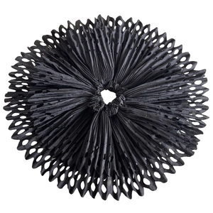 Handmade black laser-cut pleated hair scrunchie with ballet style hollow skirt design