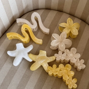 Mollette per capelli a forma di fiori di frangipani gialli e bianchi per l'estate