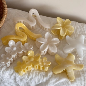 Stile Resort Estivo Pinza per Capelli in Acetato Marmorizzato Plumeria per Donna Coreano Dolce Fiore Stella Marina Accessori