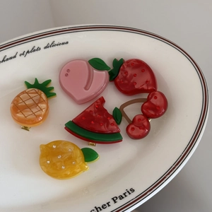 Set di 6 fermagli per capelli a forma di frutta colorata con ananas fragola e ciliegia