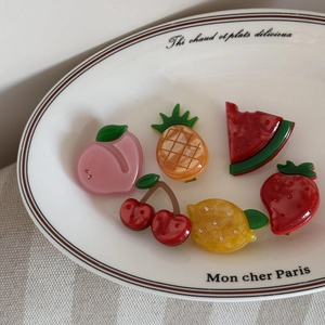 Set di graziose mollette per capelli a forma di frutta con strass, fragola e limone incluse