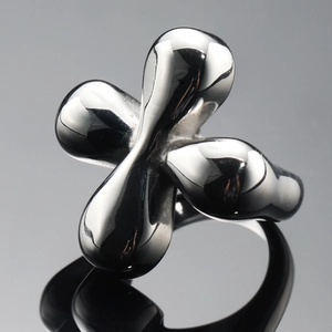 Hip Hop Stainless Steel Cross Flower Ring For Men Women Polished Silver Tone Punk Style Industrial Design Finger Jewelry