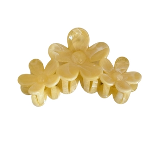 Elegante pinza per capelli a fiori di frangipani gialla in acetato con effetto marmo
