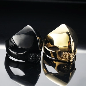 Anello Maschera Teschio in Acciaio al Titanio per Uomo Punk Gotico Rock Hip Hop Retrò Anello Statement Galvanizzato Regalo Halloween
